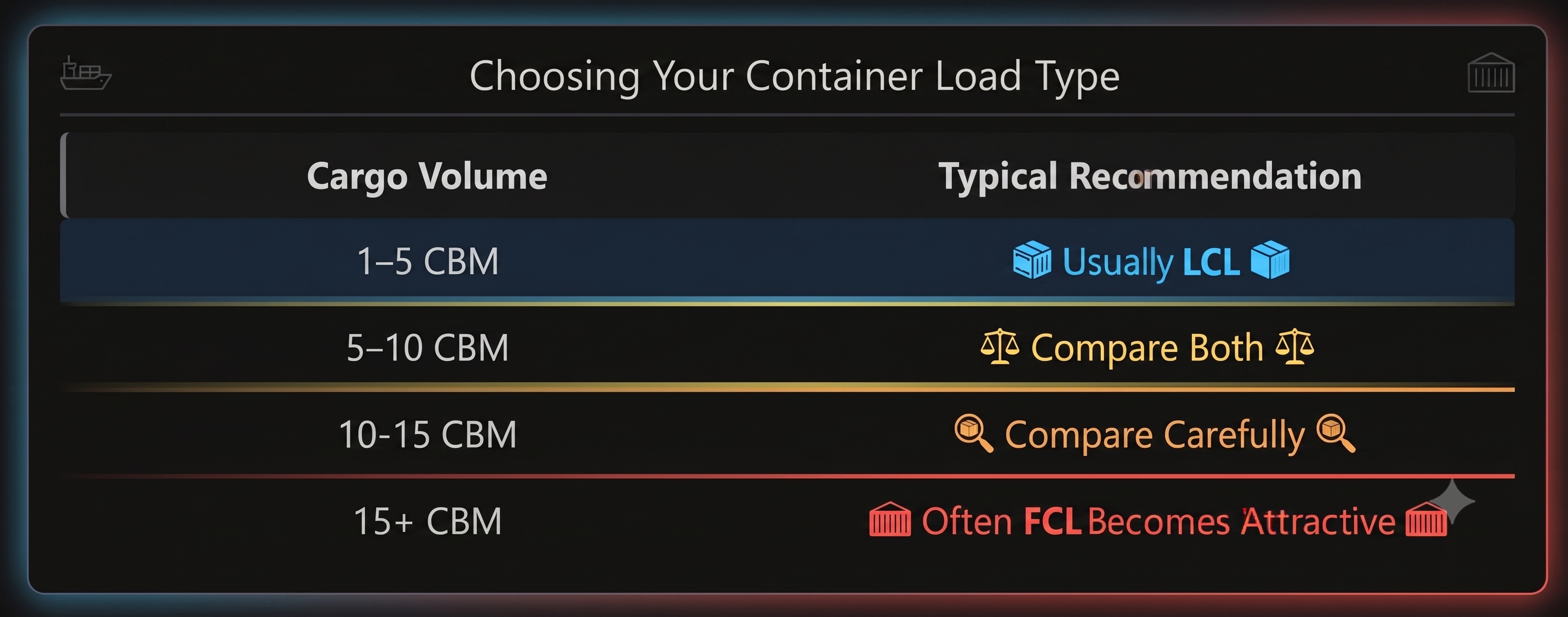 LCL cargo consolidation warehouse with multiple shipments combined into one container